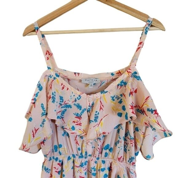 Hayden Spaghetti Strap Asymmetrical High Low Floral A-Line Midi Dress - Picture 3 of 5